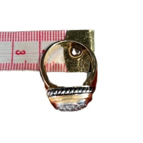 VINTAGE 18K Yellow Gold Plated Clear CZ Cocktail Ring (Size 5.5) - EUC - Picture 8 of 8